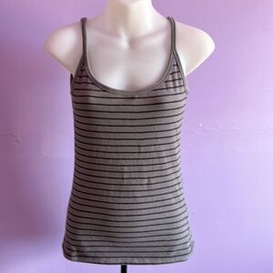 H&M Women's Black Gray Striped Tank Top Size Small Sleeveless Casual Shirt